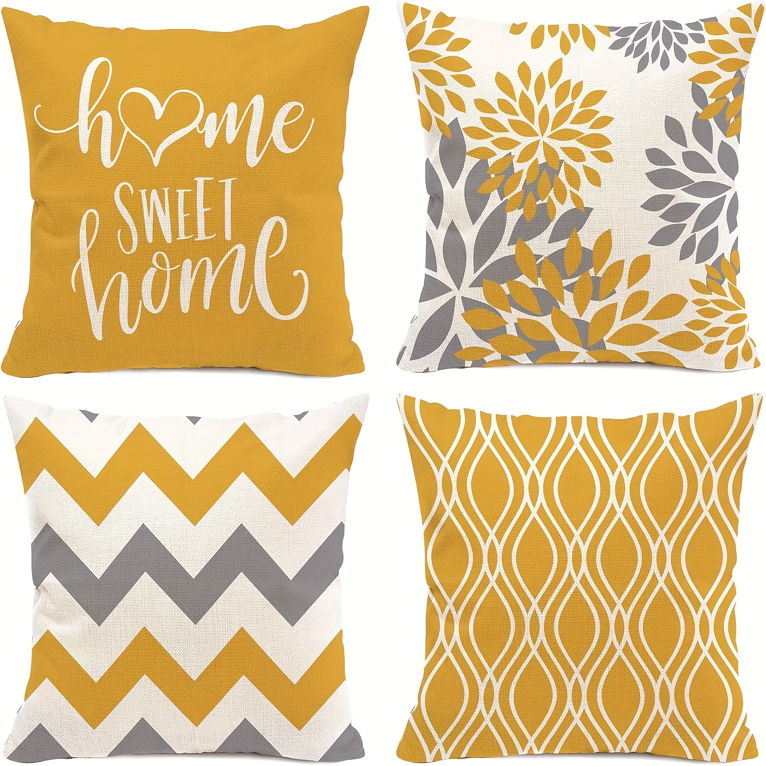 

A Set Of 4pcs, Floral Sweet Home Printed Cushion Covers, Featuring 4 Different Floral Designs, Measuring 45cm X 45cm, Suitable For Decorating Living Rooms, Sofas, Cars, Bedrooms, And Outdoor Cottages.