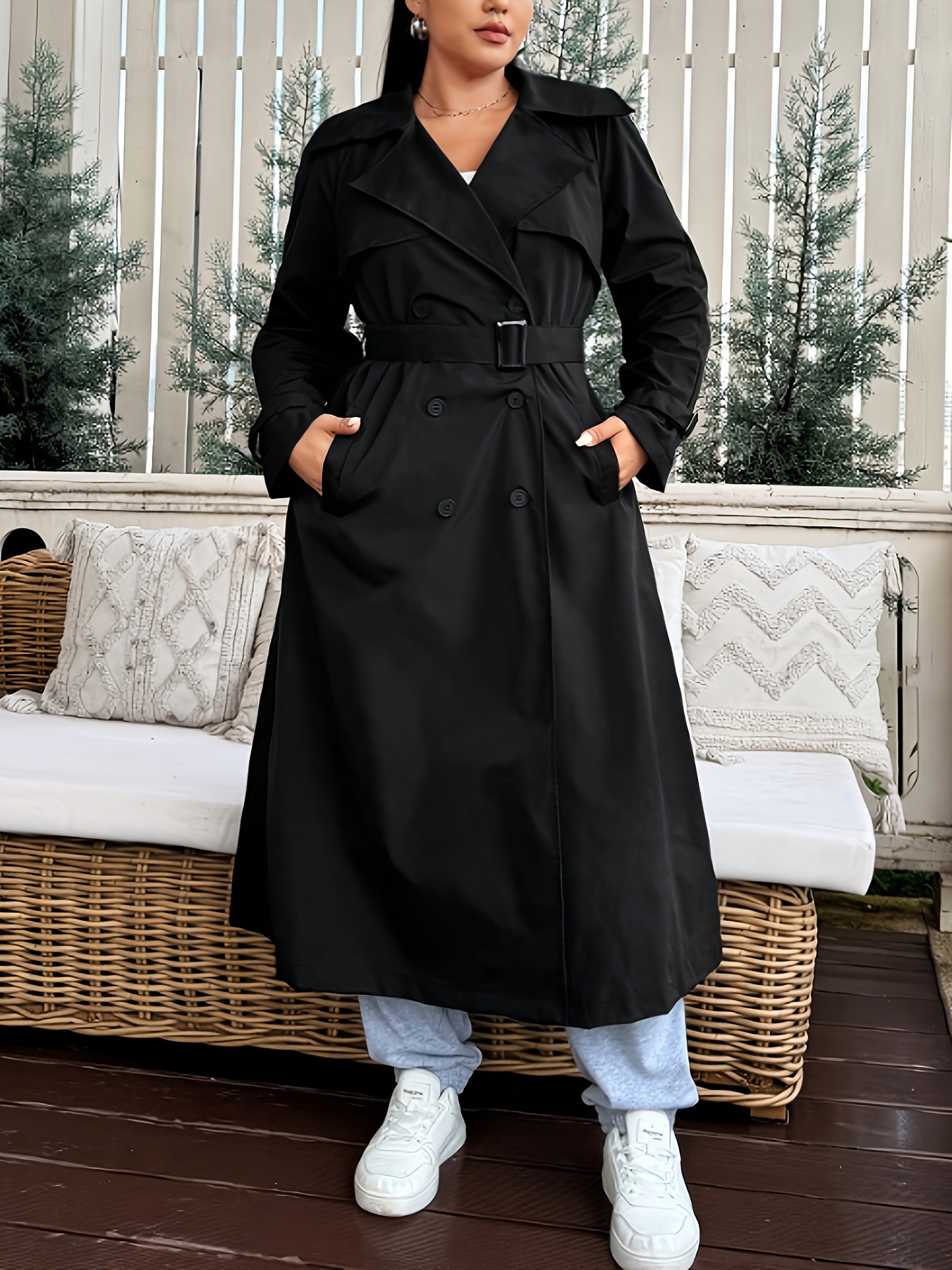 ensk casual elegantn trench kabt - s lmekem a pskem, prateln v prace jednobarevn celoron regular fit s kapsami pro univerzln noen, pohodln obleen na venkovn pouit, odoln 0