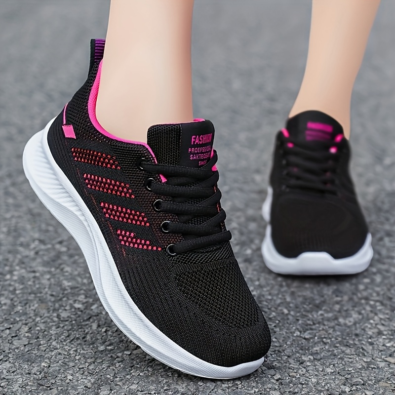 

1 Pair Women's Breathable Running Sneakers - Lightweight Low Top Lace- Shoes, Comfortable Fabric Walking Jogging Shoes, Pvc Sole, Round Toe Design For