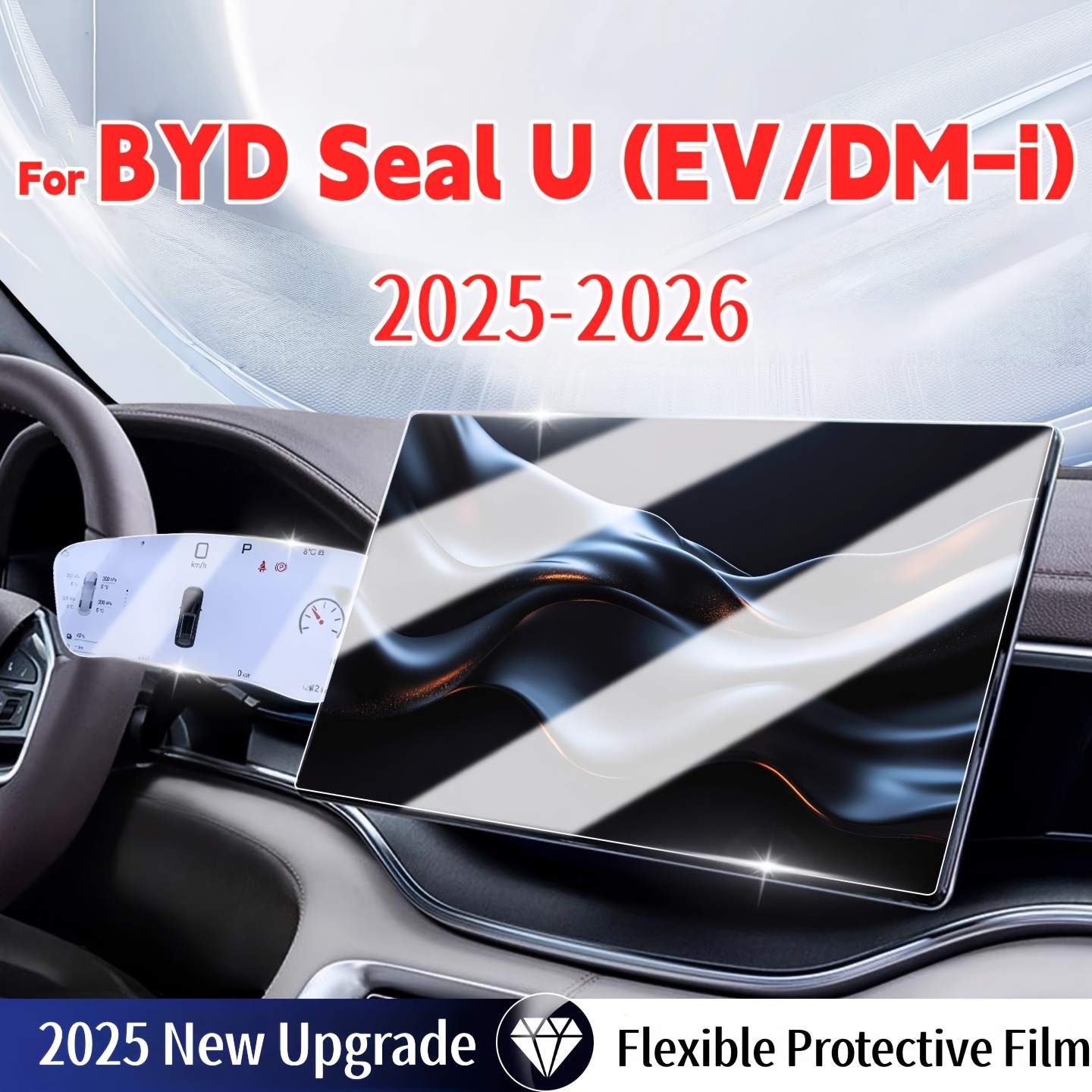 2pcs Flexible Protector For U Ev/ 2025-2026 | 32.51cm Navigation And Dashboard Display | , Anti-scratch