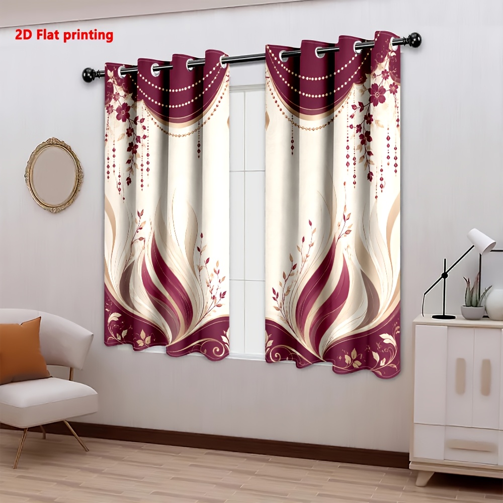Image of 2d Flat - 2d Flat 2pcs Curtains Elegant For Living Room Home Decor Light Luxury Minimalist European Style, Suitable For Living Rooms, Bedrooms, Study Rooms, And Home Decoration