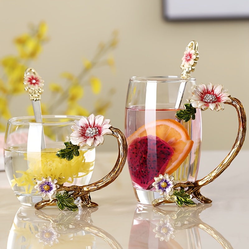 Paris March Enamel Art Floral Tea Cup Set