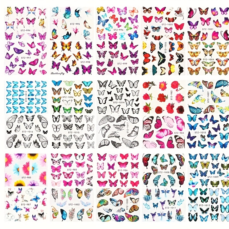 Image of 30pcs Vibrant & Floral Nail Art Stickers - Self-adhesive Water Transfer Decals For Diy , Flower & Designs For Nail Tips, Nail Stickers