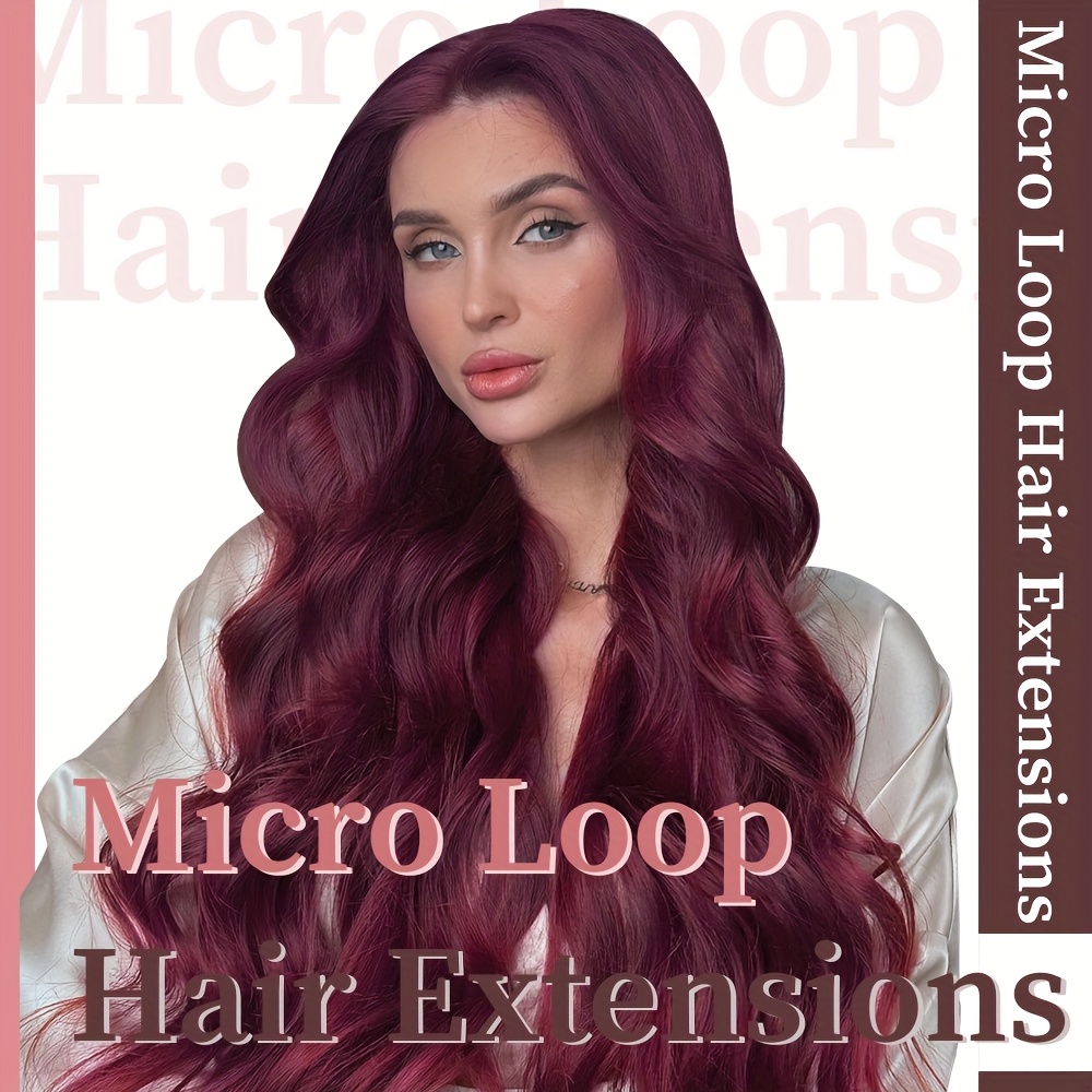 hair humanhair extensions 99j wine red 14 22 inch long micro  display picture 1