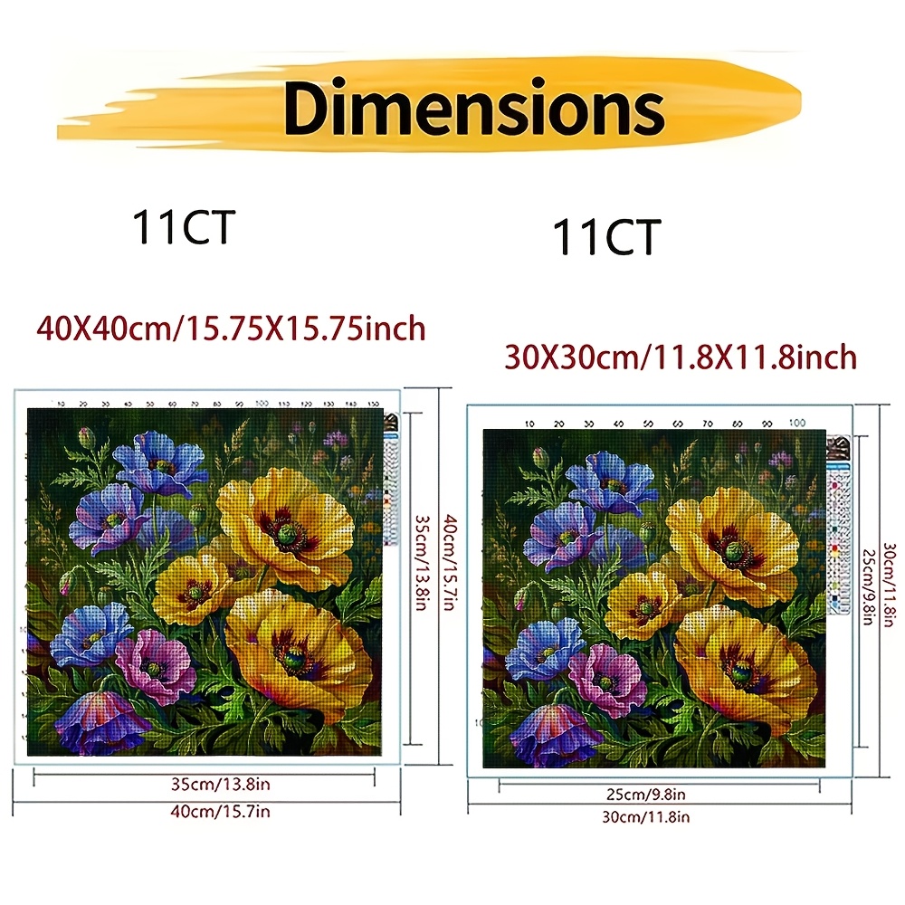DIY Cross-Stitch Printed Kit, Vibrant Floral Oil Painting Pattern