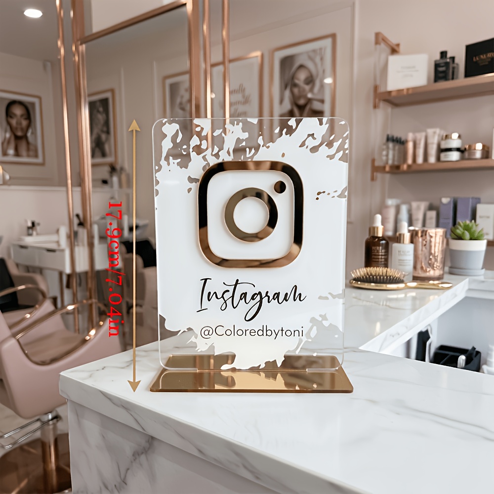 TEMU Placa de Decoración de Escritorio Diseño Negro y Dorado Dorado Cuenta de Estudio Propietario Personalizada, Adecuada para Salones de Belleza,