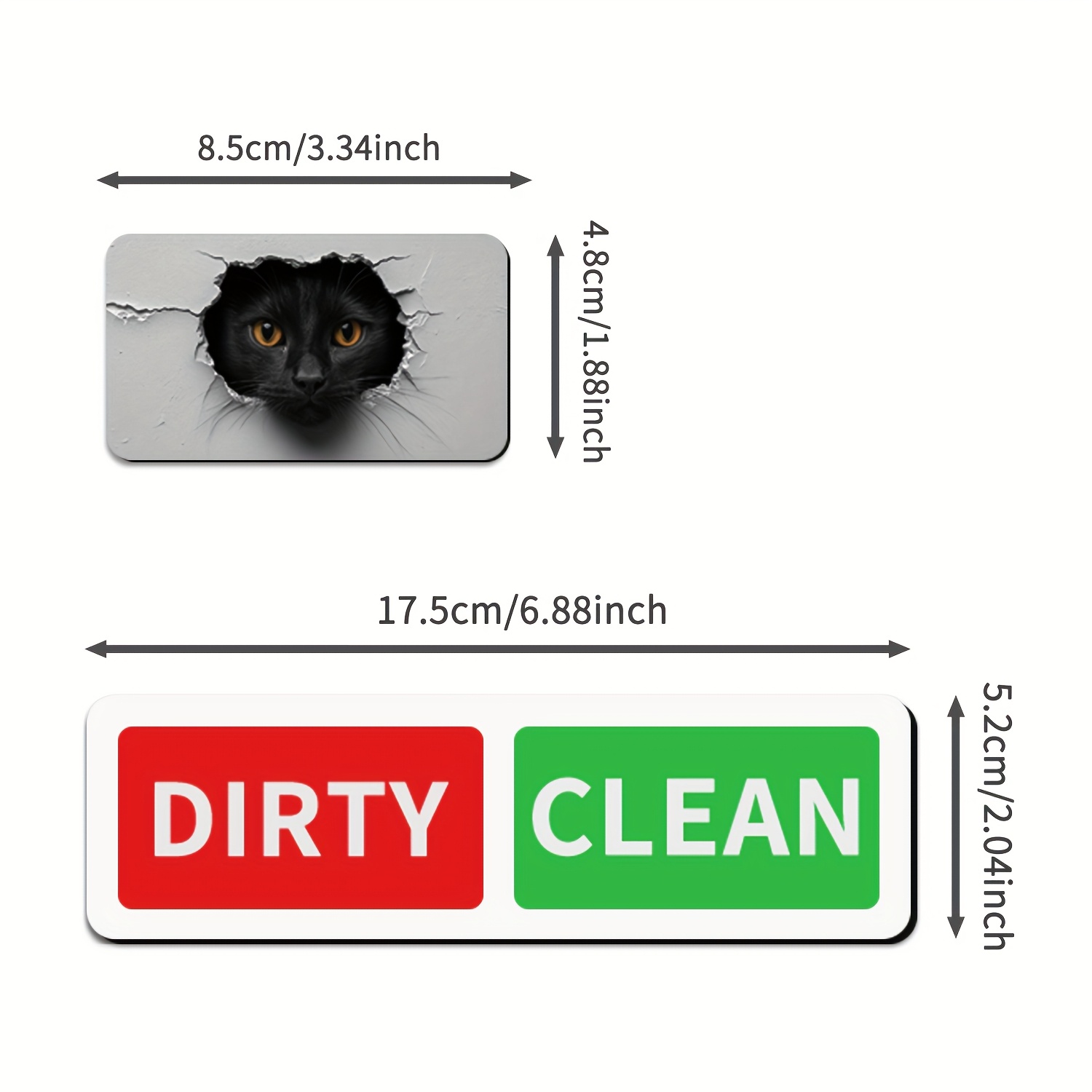 TEMU 2pcs Dishwasher Magnetic Cleaning Stickers - Features A Dirt Mark And Wall-peeking Black Cat Pattern, Slider-type Dishwasher Indicator, And