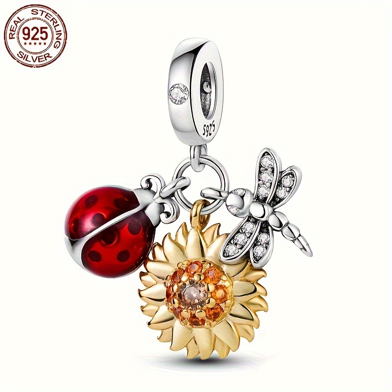 

Original 925 Sterling Silver High Quality Women Pendant Charms Fits Original Brand Bracelet Ladybug Sunflower Dragonfly Pendant For Women Jewelry Gifts