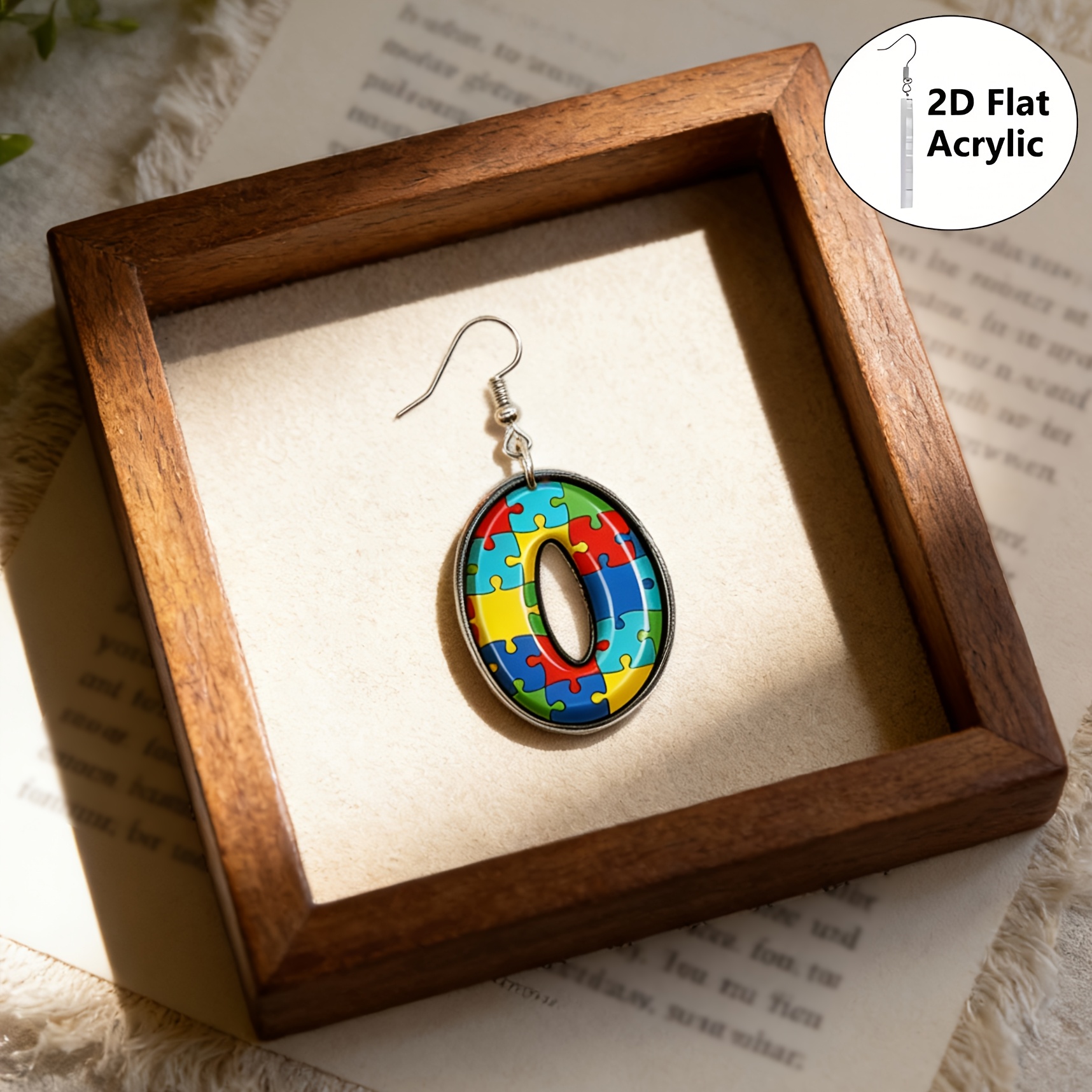 Cute "OK" Autism Puzzle Acrylic Cartoon Earrings