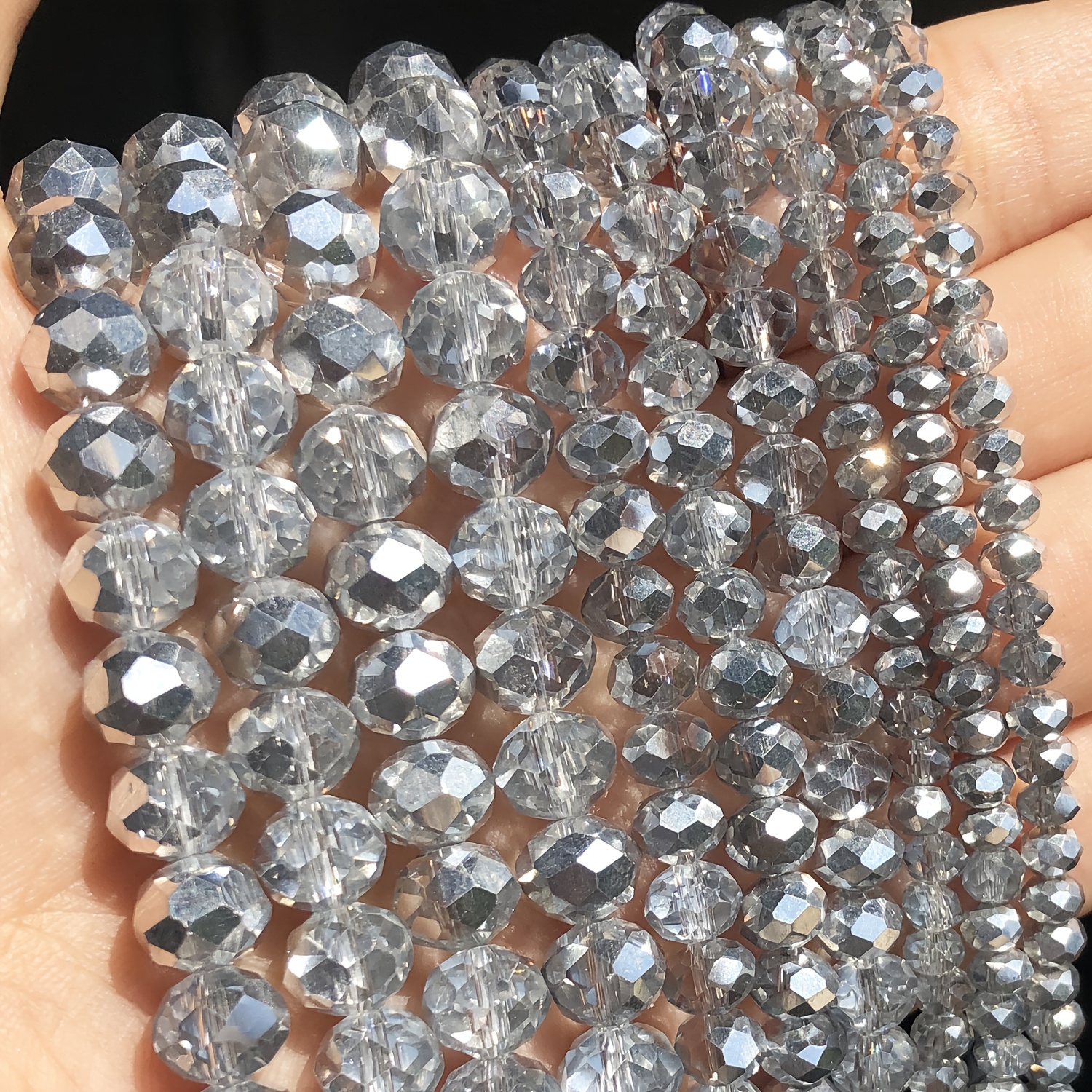 

3/4/6/8mm Ab Color Crystal Beads Silvery Plated Faceletd Loose Spacer Beads For Jewelry Making Diy Bracelets Necklace Earrings Crafts For Christmas Gifts