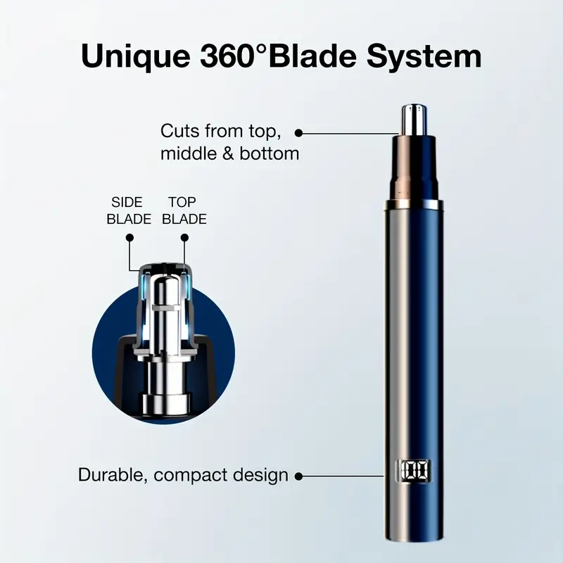 electric nose trimmer type c rechargeable noise reduce mute motor portable washable cutter head ear trimmer led display all metal body vacuum cleaning fathers day gift Product details 1