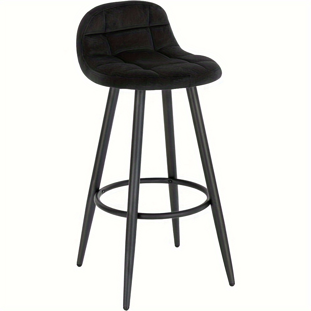 1pc Bar Stool, Padded Kitchen Stool, With Velvet Cover, Backrest And Footrest, Design Stool, Counter Stool, Seat Height 70cm