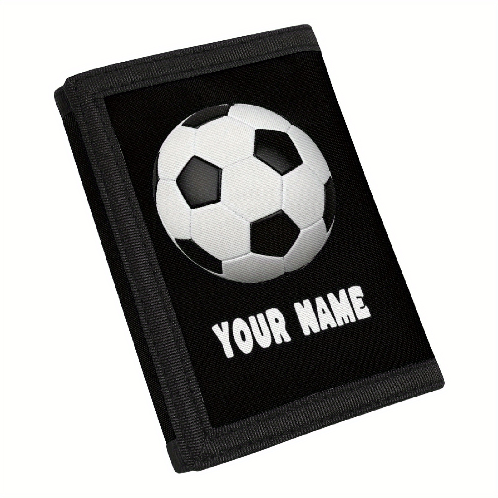 TEMU Personalized Football Print Custom Name Wallet With Soccer Ball Design Multiple Colors Lightweight And Stylish For Travel Fitness & Daily Use