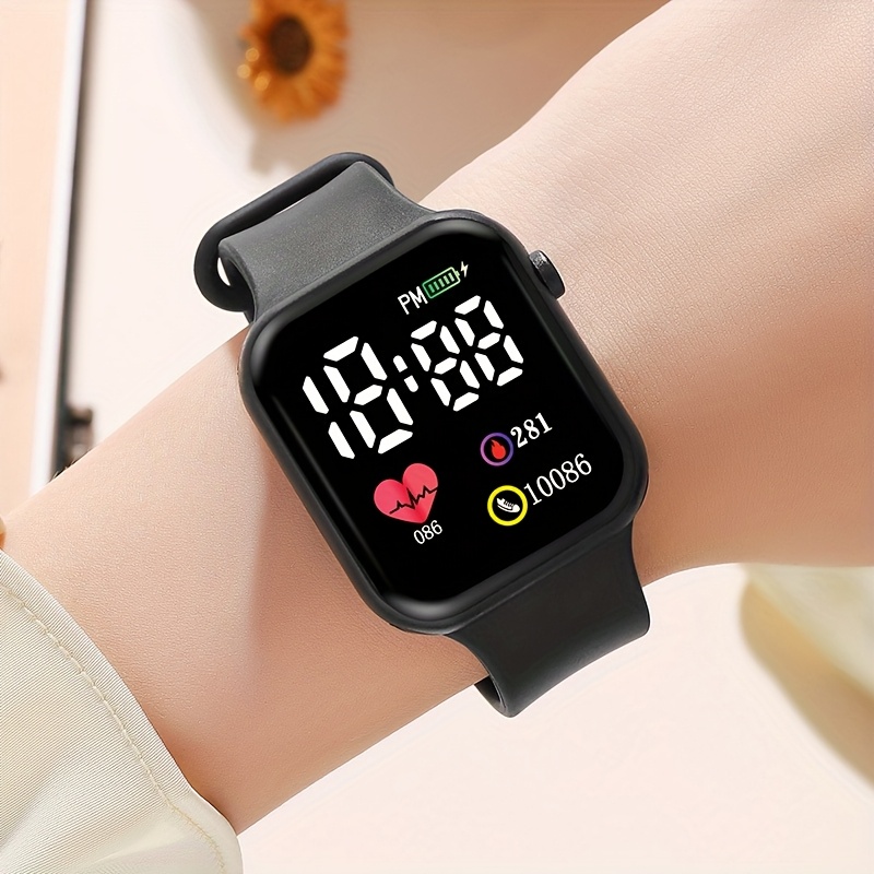 LED Digital Watch, Heart-Shaped Design, Men'S And Women'S Electronic Watch Suitable for Fitness And Casual Wear, Casual Accessory | Minimalist Watch | Durable Strap, Digital Watch
