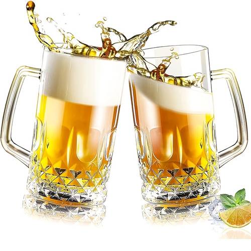 2026 beer glasses 1 2 heavyweight beer mug set soccer 600ml 700g with handle glass marking cup freezer beer cup beer drinking cup traditional beer mug suitable for bars beverages coffee parties
