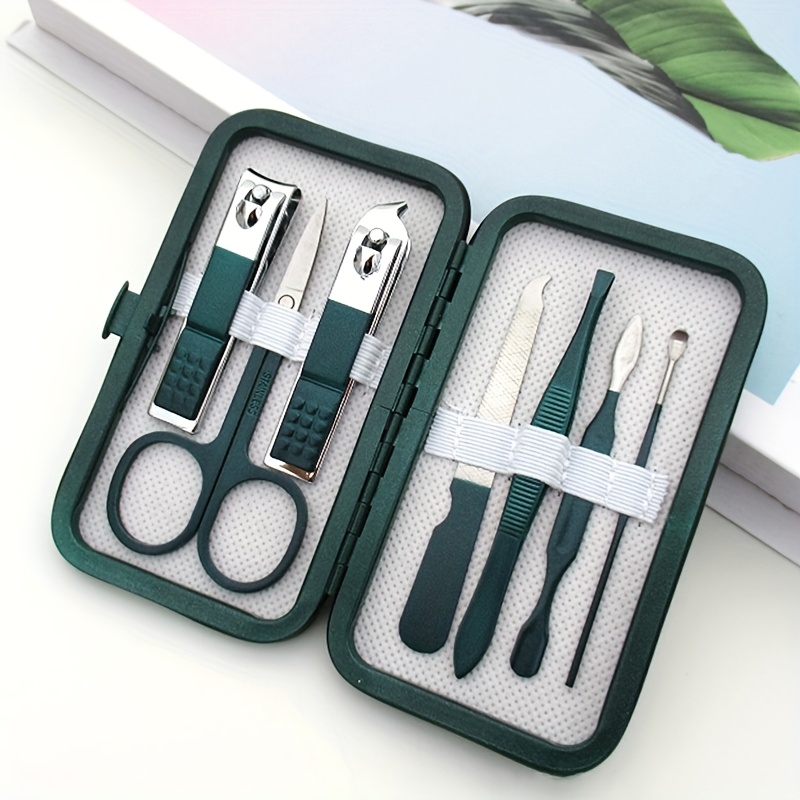 

Kit de Manucure et Pédicure Vert 7pcs avec Coupe-ongles en Acier Inoxydable de Haute Qualité et Étui en Cuir