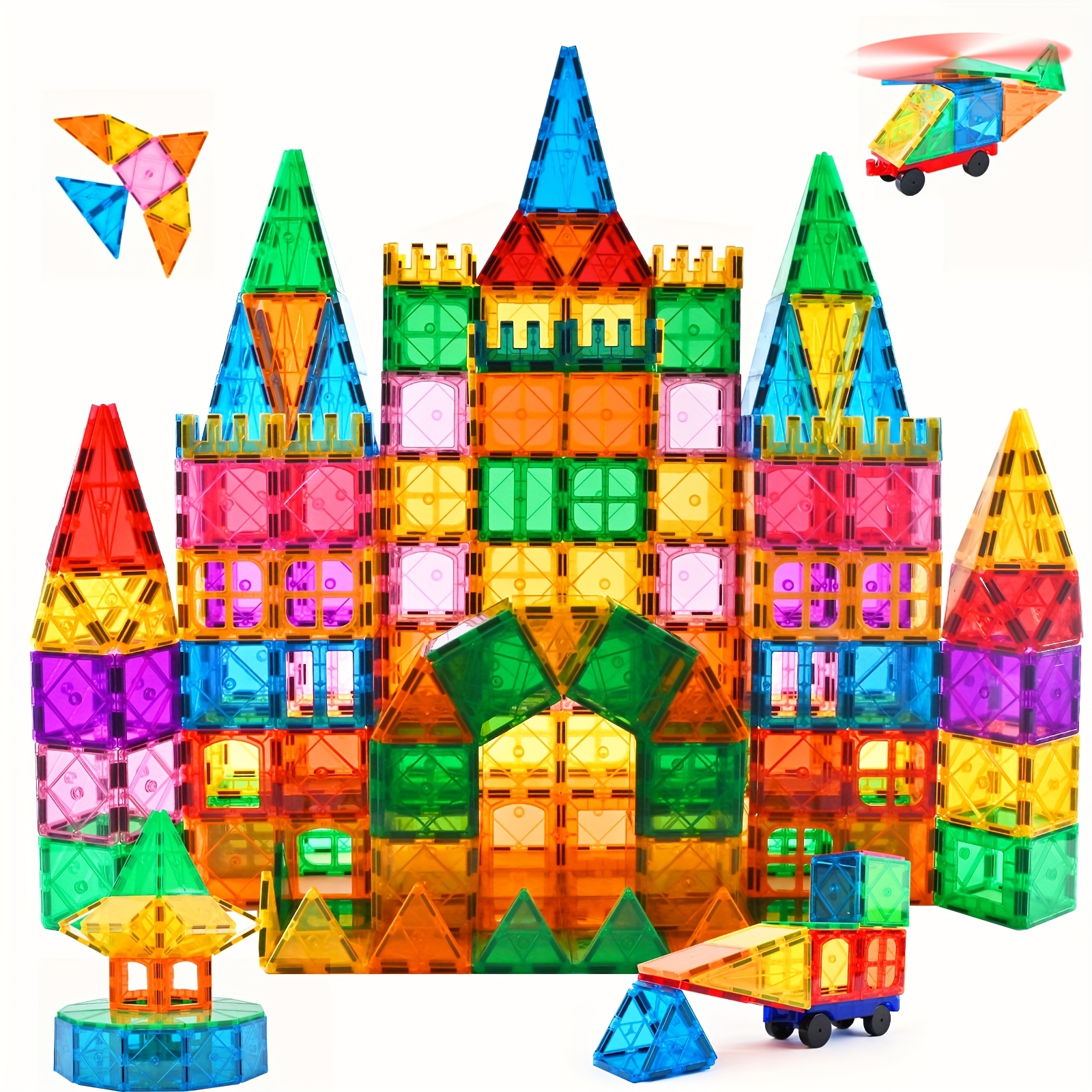 TEMU 124pcs Magnetic Building Tiles Kids Toys 3d Magnetic Blocks Toys Kids Games Magnet Building Toys For Boys And Girls Aged 3+