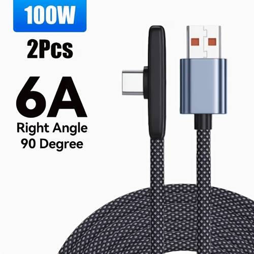 2026 new 100w usb c cable usb usb c to usb c cable nylon braided type c charger fast charging right angle usbc cable charger cord for iphone 17 pro 15 14 13 for samsung ultra s24 for ipad pro for macbook