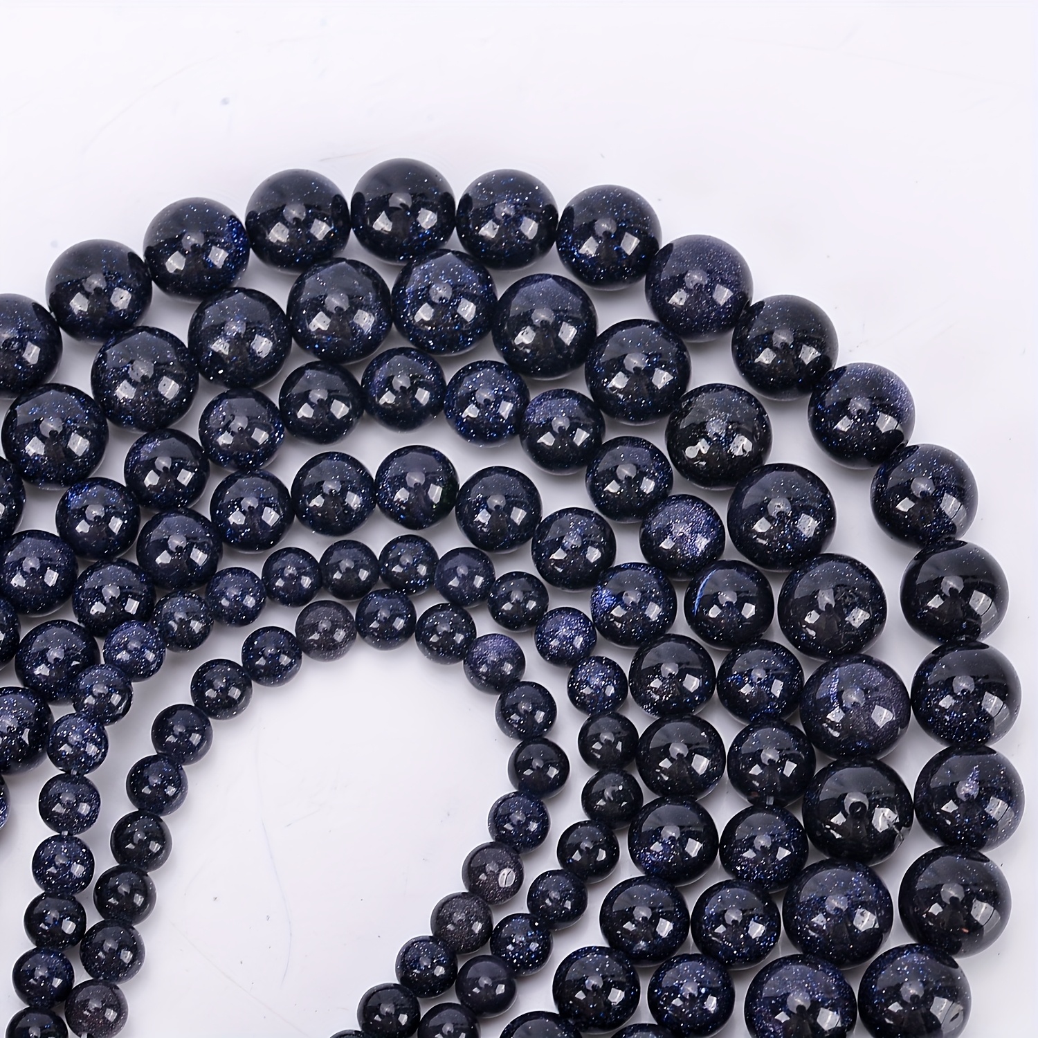 Image of Blue Sandstone Round Loose Beads For Jewelry Making Diy Charm Bracelet 4/6/8/10/12mm
