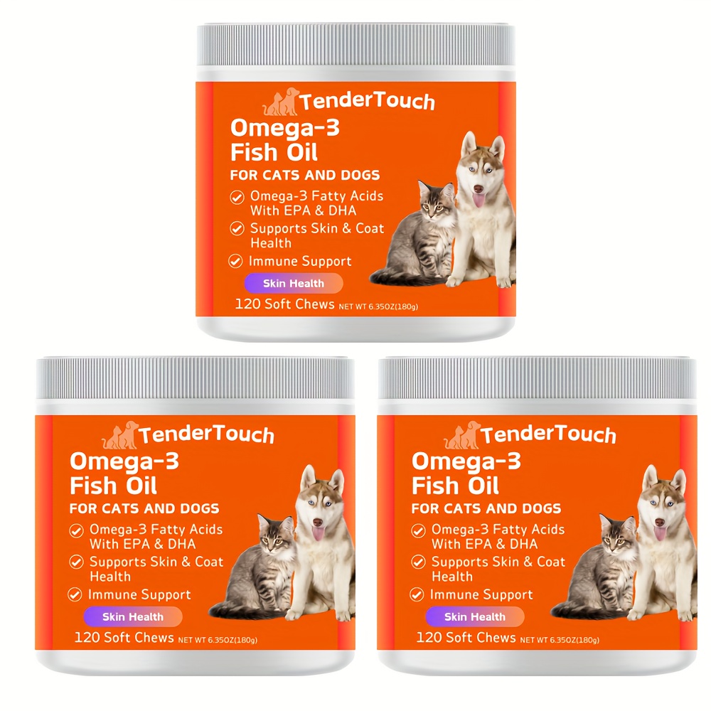 item picture 360 chews 3 pack 3 x 180g 6   540g 19 1oz   omega 3 fish oil supplement for dogs cats omega 3 fish oil for skin and coat health   joint   epa dha