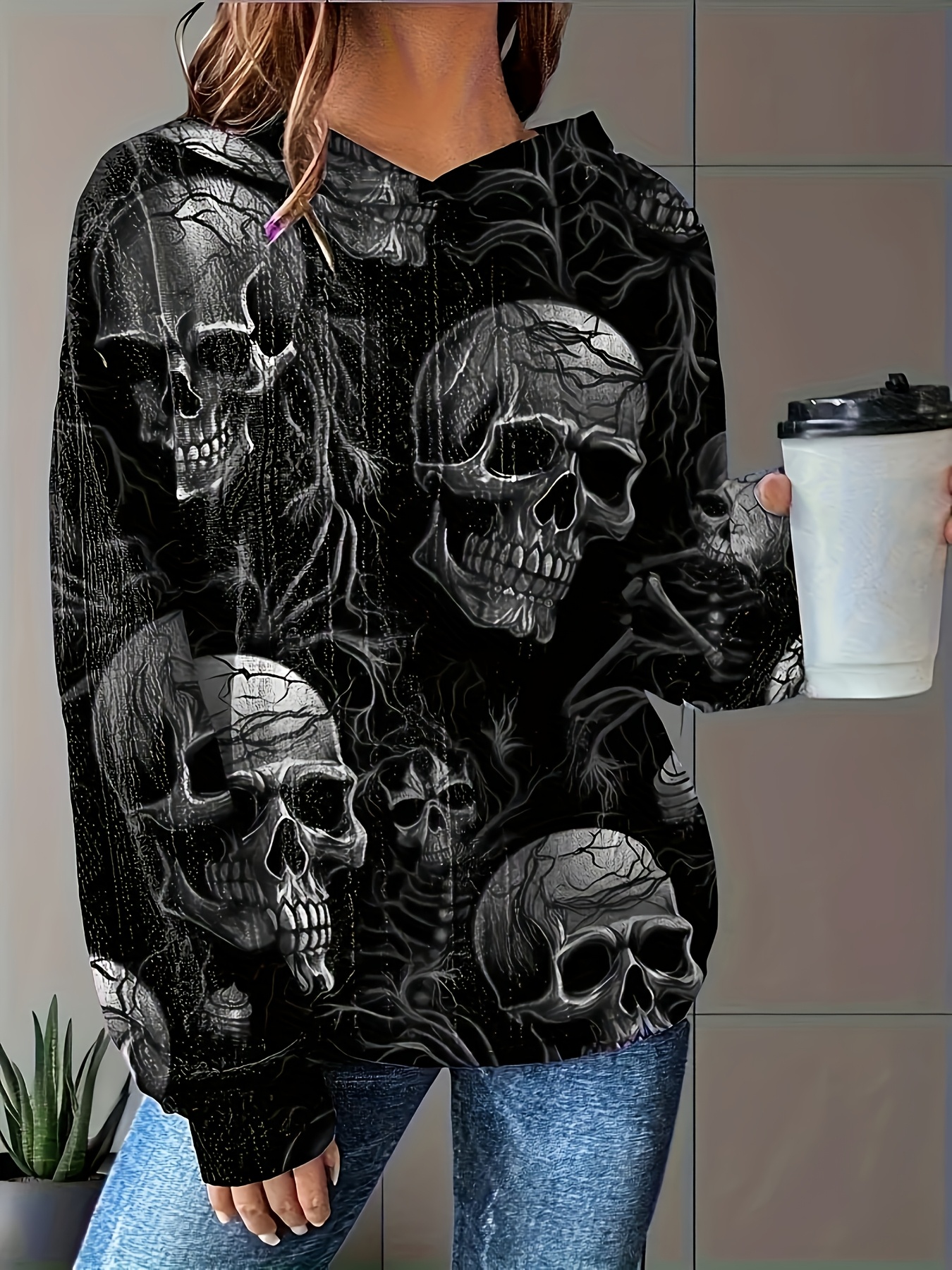 chaqueta capucha talla mujer estampado gótico Temu Spain