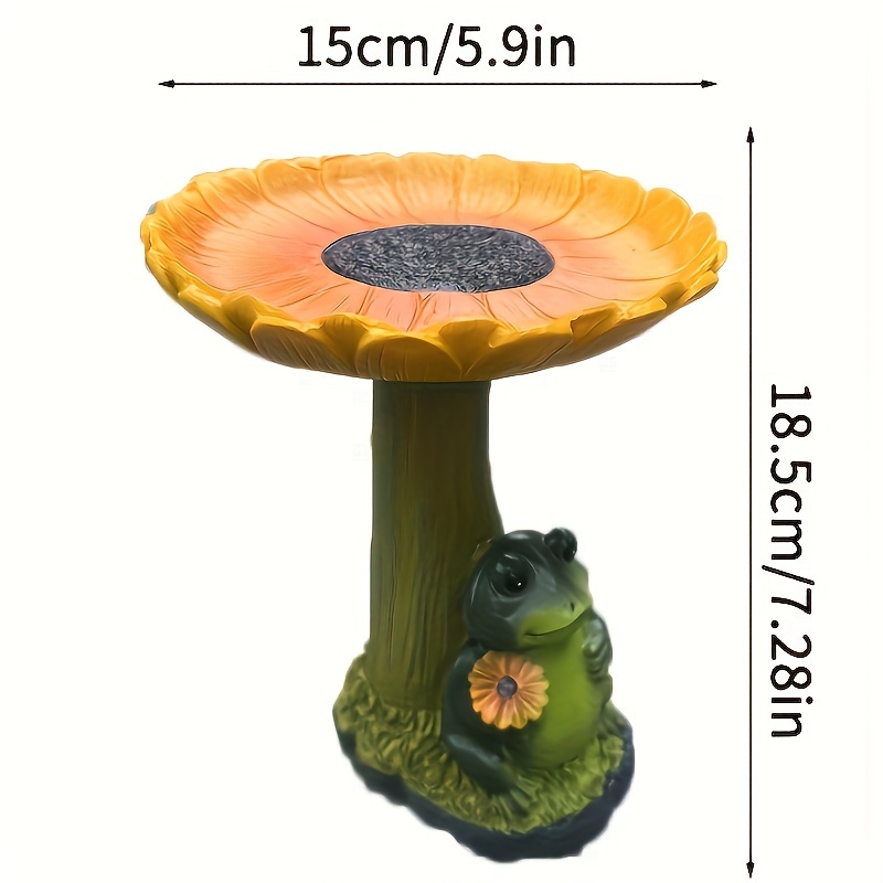 1pc Rustic Sunflower Garden Statue With Frog, Resin Bird Feeder 