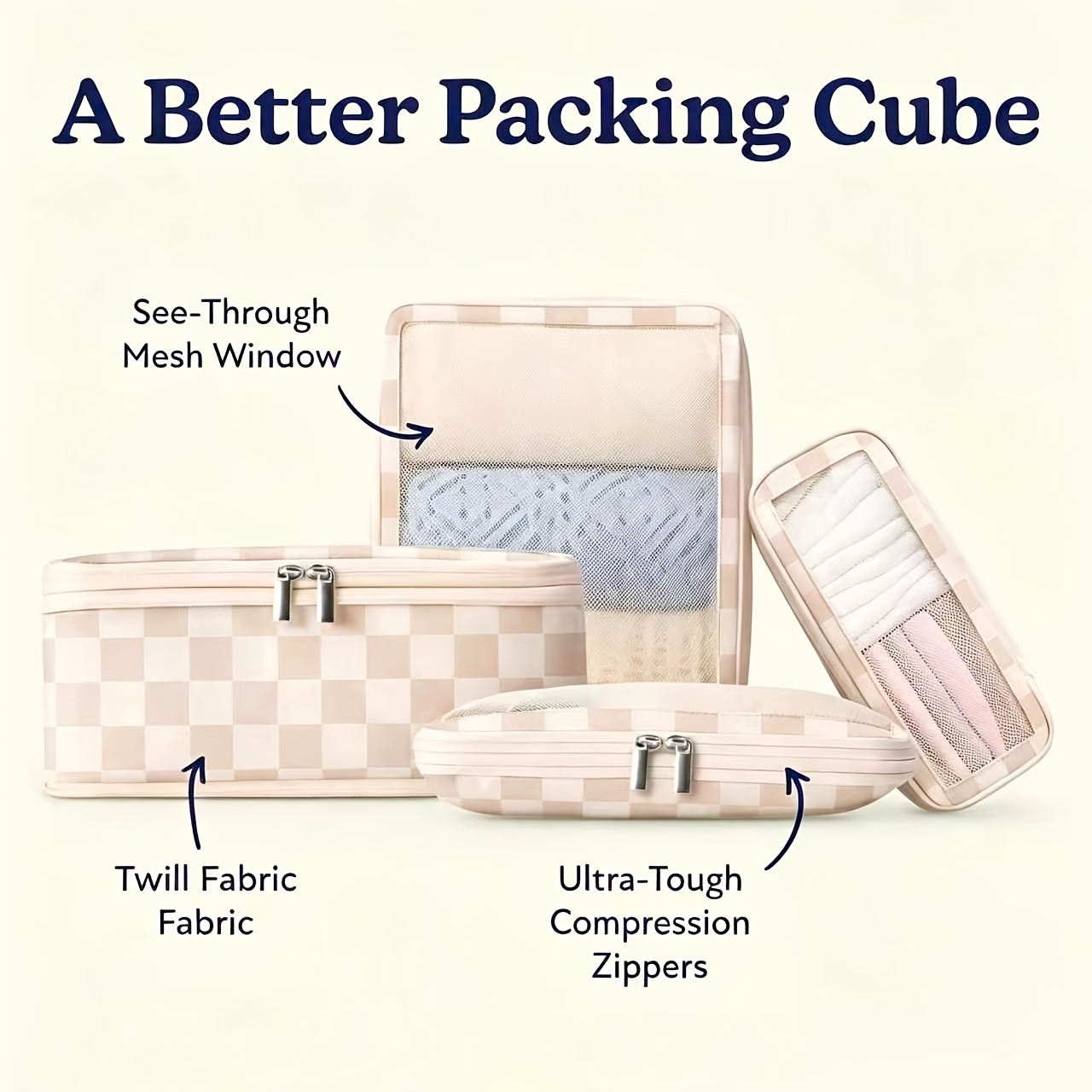 6pcs large capacity compressible checkered travel organizer set zipper closure durable polyester fiber suitable for clothing shoes and additions   storage travel organizer luggage organizer bag vibrant travel set travel