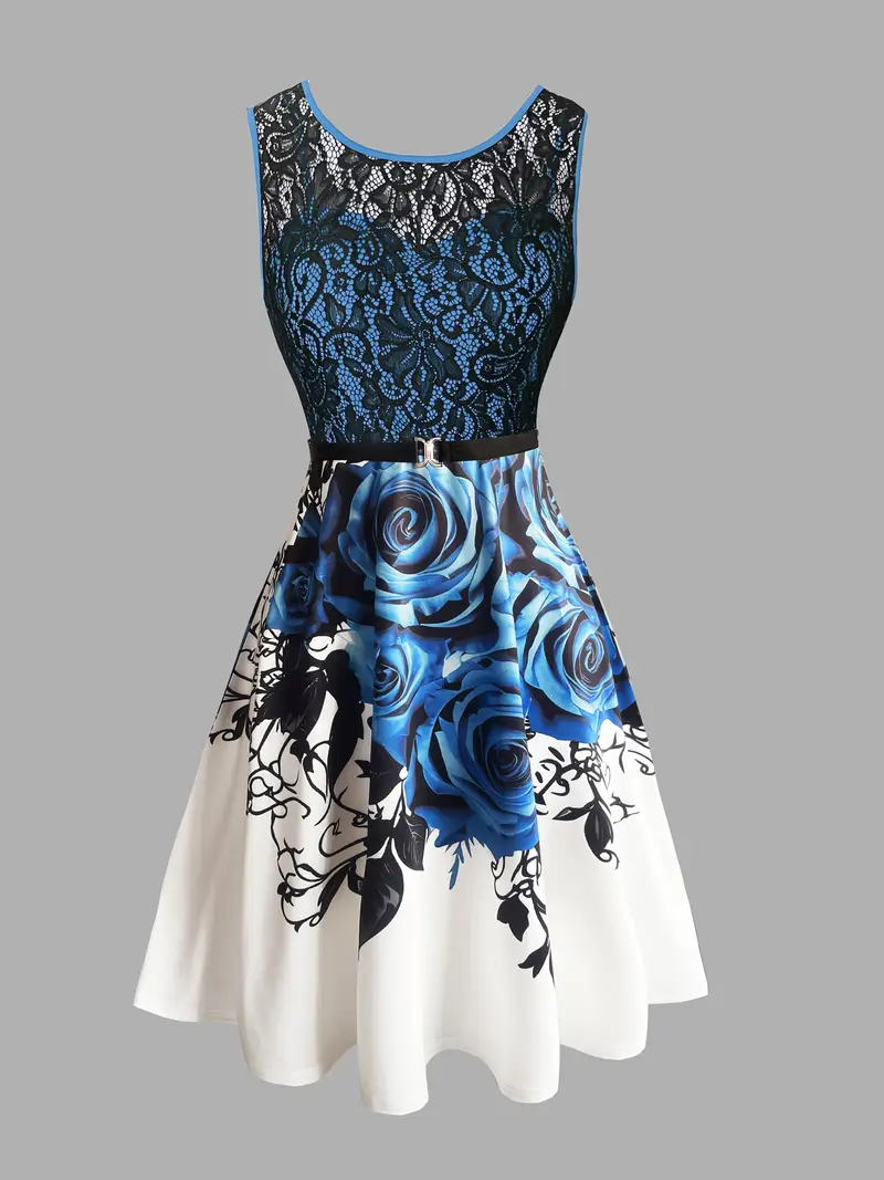 womens rose print lace sleeveless dress deep v - Temu Poland womens rose print lace sleeveless dress deep v - Temu Poland