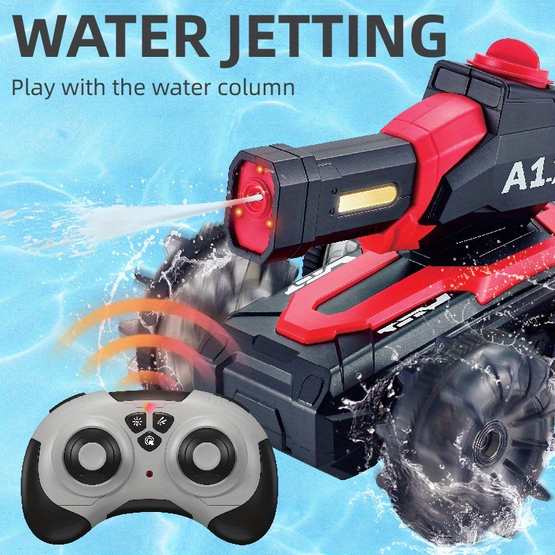 A Super Cool Remote Control Battle Car Amphibious Shooting Tank Waterproof Water Electric Toy Suitable for Children to Fight And Play Rotating Off-road Climbing Car