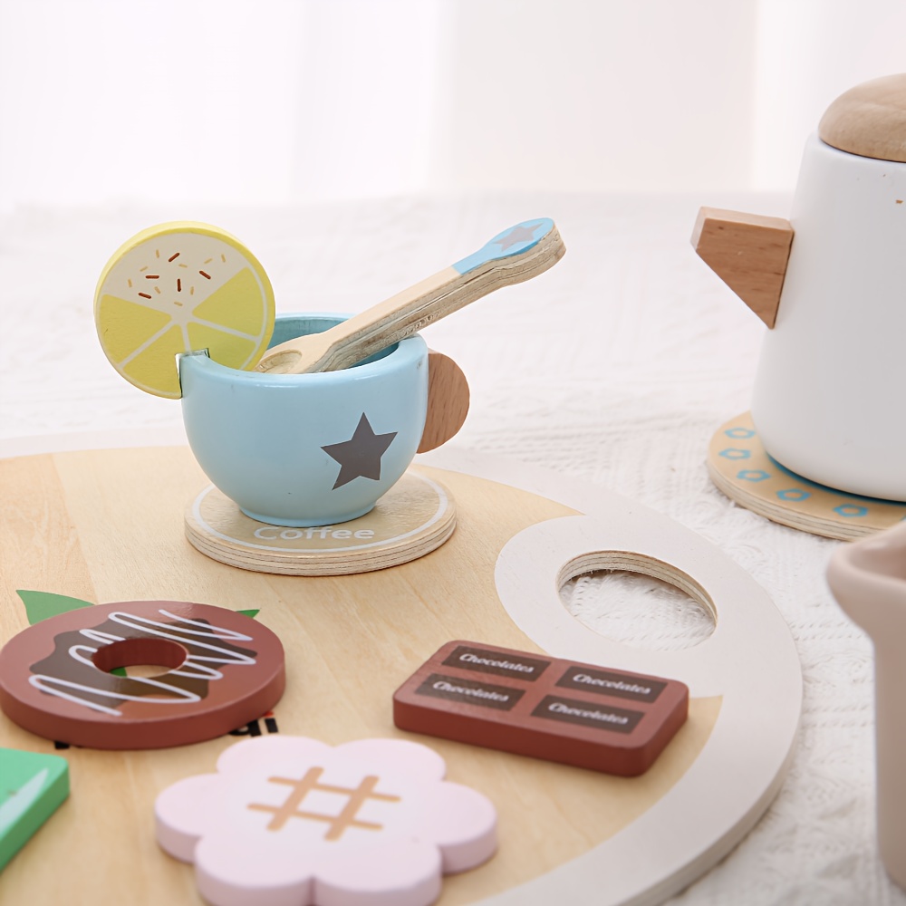 styles wooden tea set for kids realistic role- play tea party