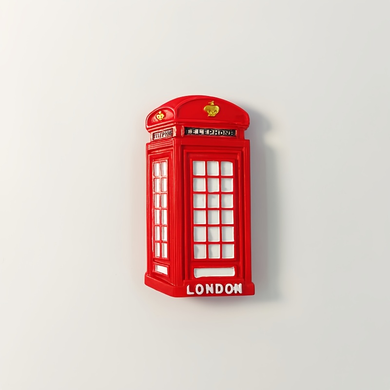 Image of 1pc Uk, Travel , Creative 3d Painted Telephone Booth, Home Refrigerator, Study, Living Room, Decorative Arts And Crafts, Magnetic Refrigerator Stickers For Collecting Gifts