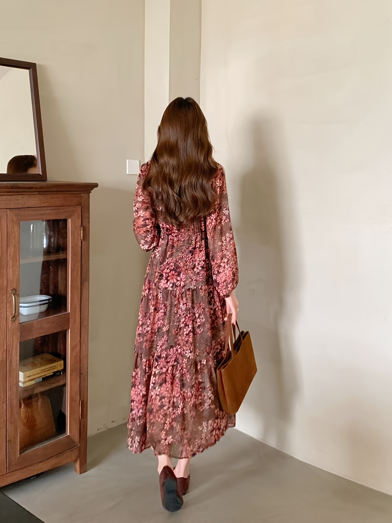 neck knee length chiffon maxi dress drawstring waist - Temu Oman