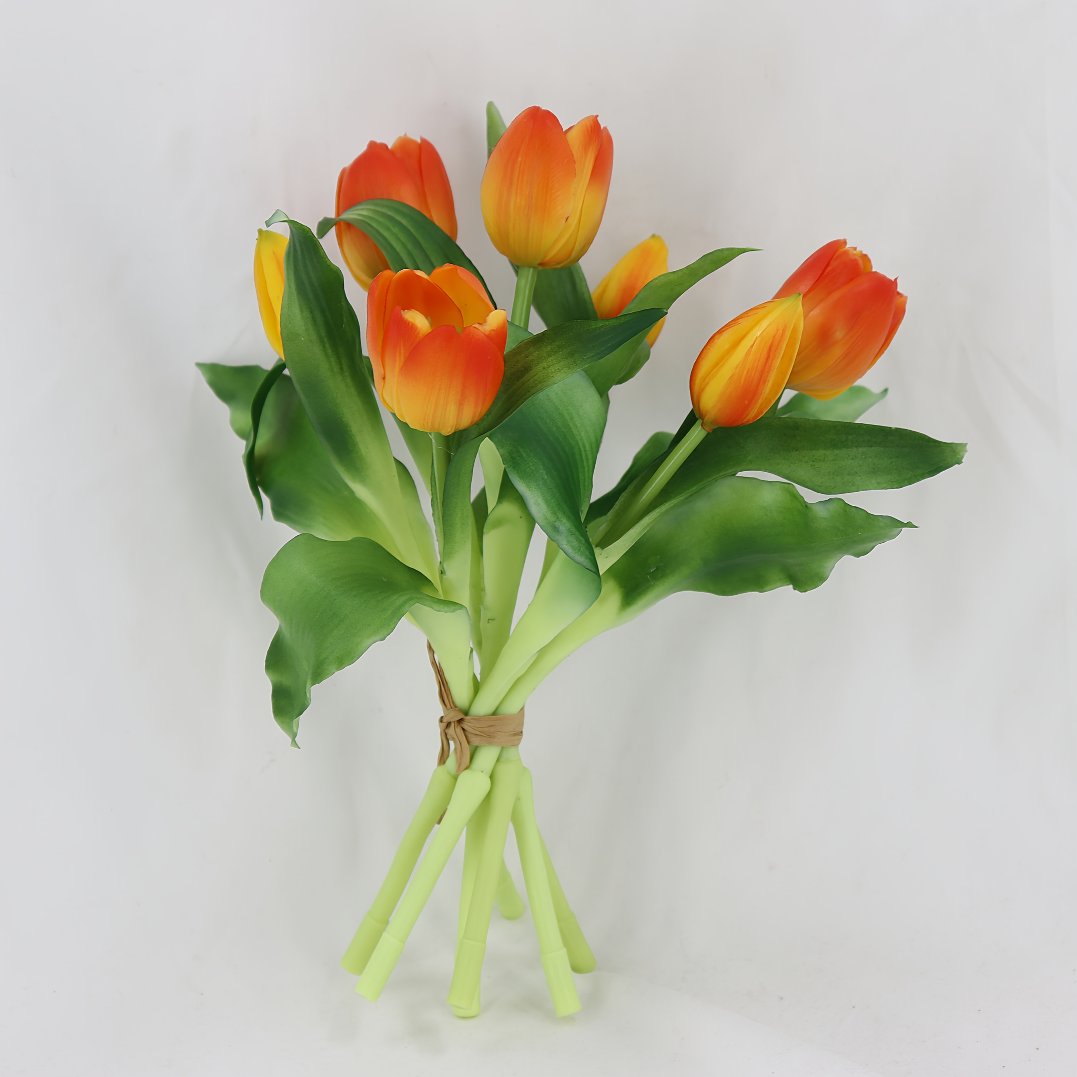 Artificial Tulip Set (4 And 3 Buds): Soft Pvc Short Stem Mini Bouquet With Real Touch. Perfect For Home Office Decor, Wedding, Bridal Shower, Anniversary, And Valentine's Day Gifts