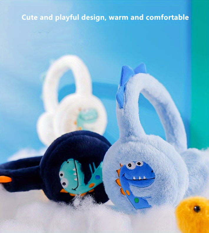 1pc Winter Warm Folding Thick Plush Ear Muffs, Cartoon Design, Acrylic Material, Knitted Craftsmanship, Comfort Fit Ear Protection for Men and Women, Hand Wash Only details 1