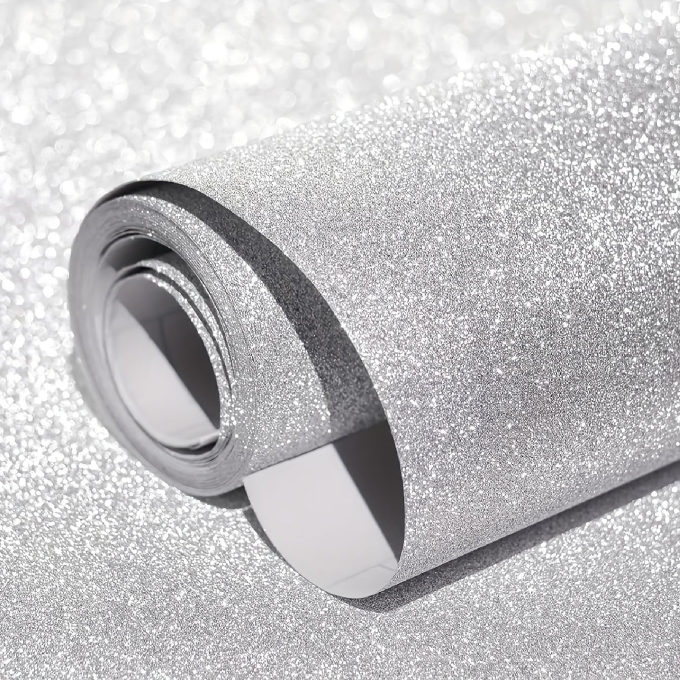 

1roll Silvery Adhesive Sparkly And Peel Decorative Glittery Bling For Walls