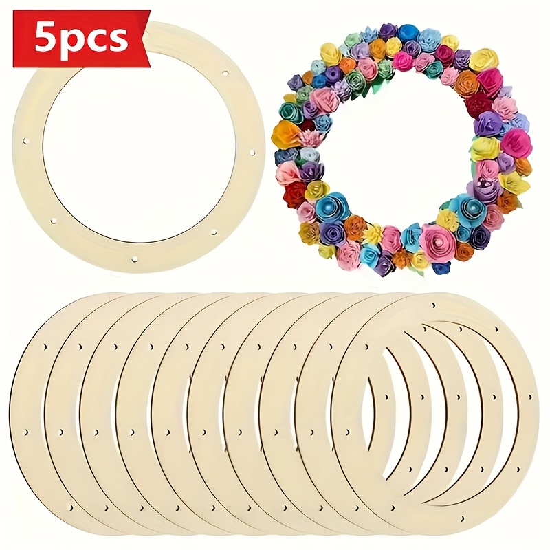 

5pcs Diy Wooden Wreath Frame Kit - Floral Hoop Decorations For Weddings, Christmas, Easter, Valentine's Day & More - Craft Supplies For Celebrations, Christmas Wreaths For Front Door