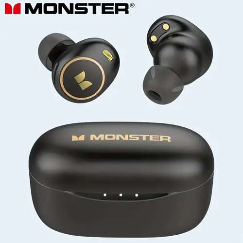 monster wireless earphones in ear earphones 300 with charging case type c fast charging golden