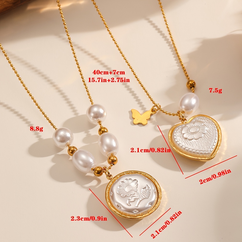 Women's Vintage Imitation Pearl Embossed Layered Necklace