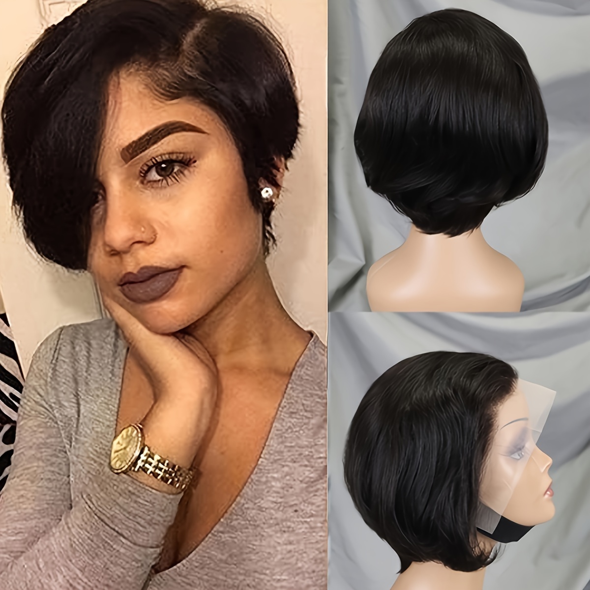 Fashion Women's Short Bob Body Wave Wig Eye Matte Silk Front