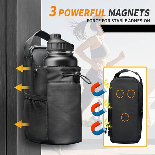 magnetische sporttas voor heren en dames, magnetische waterfleshouder met riem en telefoonvak, krachtige magneet crossbodytas voor sportaccessoires, sportcadeaus voor dames en heren