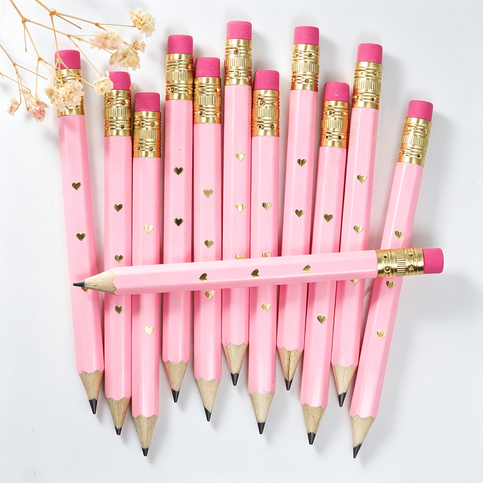 Image of 27pcs Pink Mini Pencils Wedding Pencils Wedding Shower Pencil Wedding Games Small Pencil Valentines Day Gift Mini Pencil
