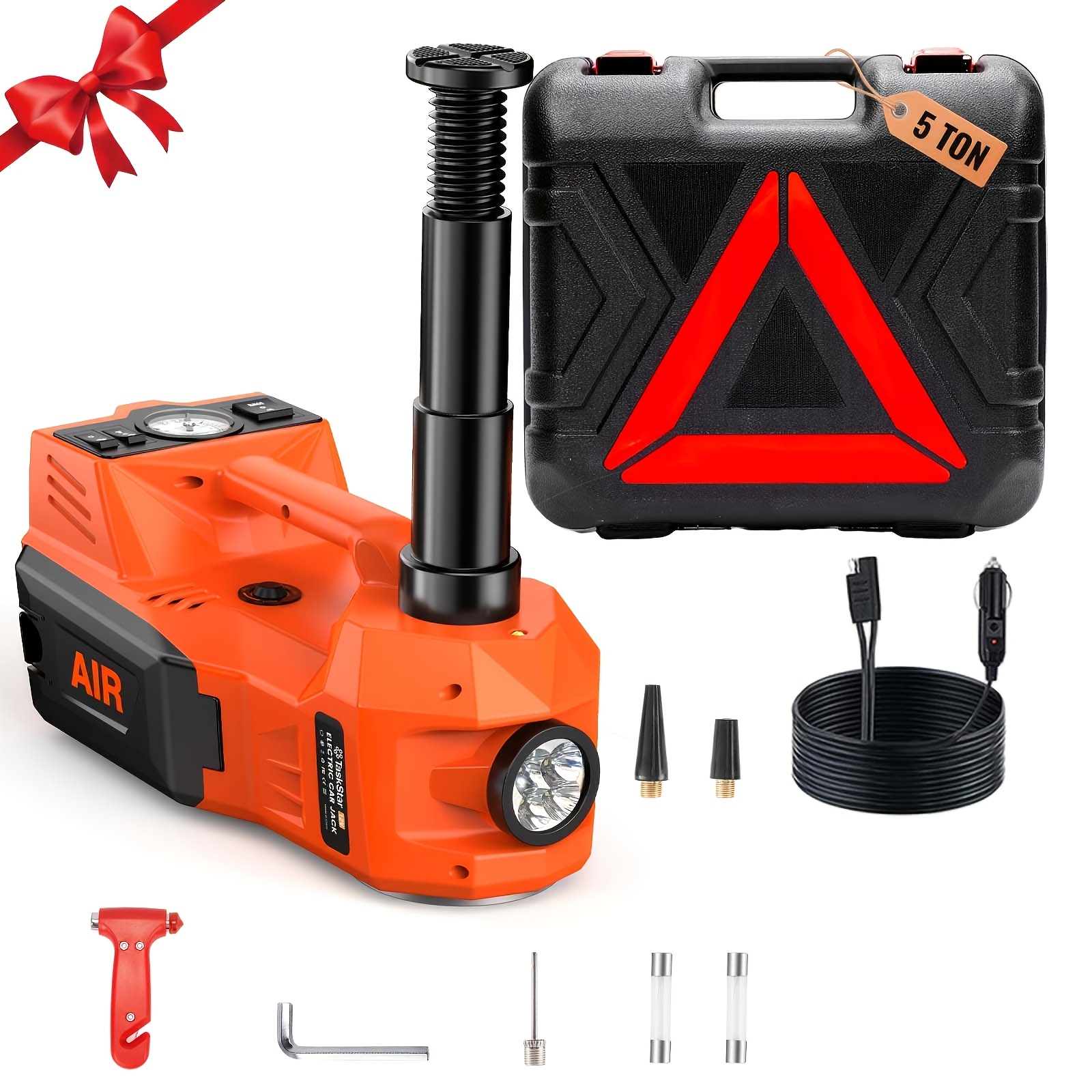 Image of Taskstar Pro 12v Hydraulic Jack 5000lbs | With Tire Inflatable Pump And Led | 3-min Car/suv/truck Lift | Emergency Tire Change & Black Friday Gift