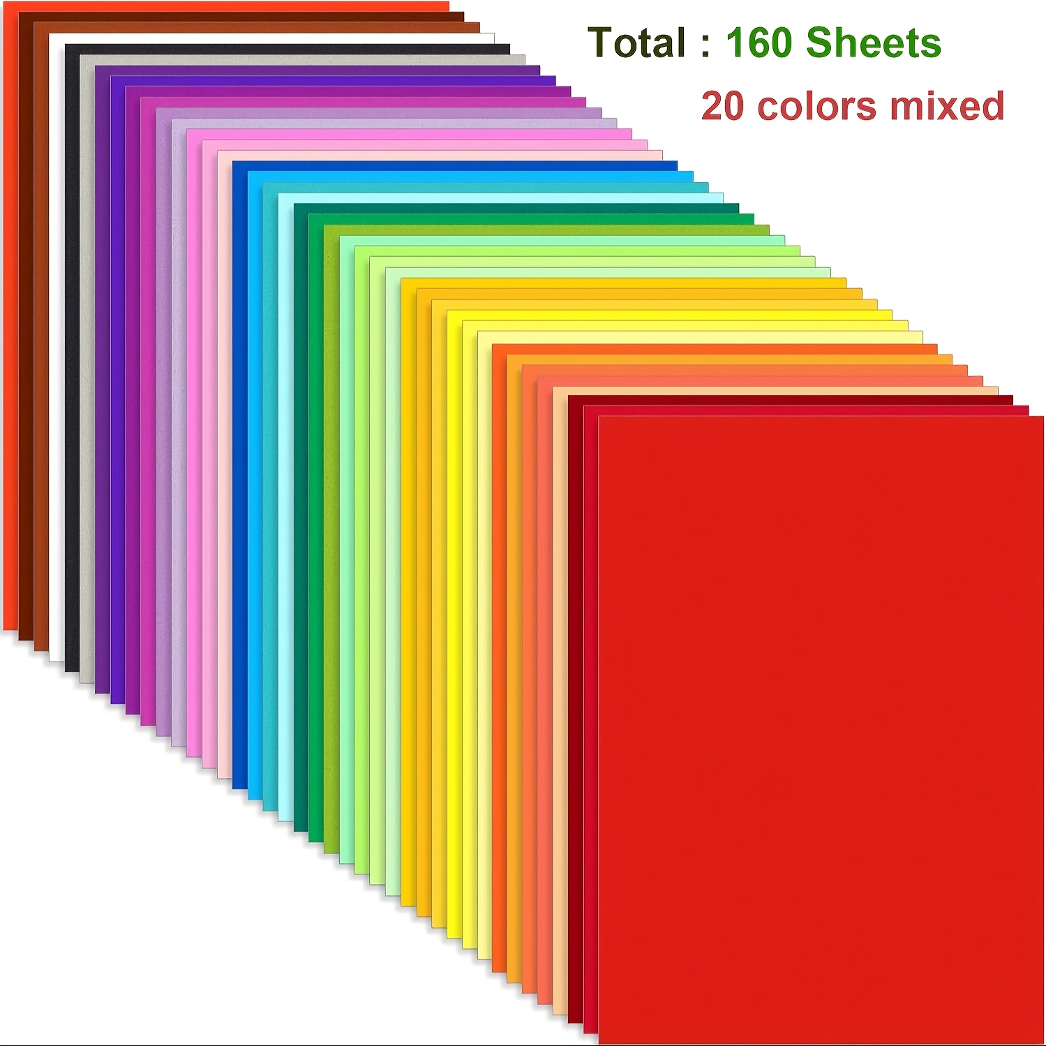 Image of 160pcs Colorful A4 Paper 20 Colors Color Copy Paper Printing Paper Colorful Handmade Origami Paper Crafts Paper