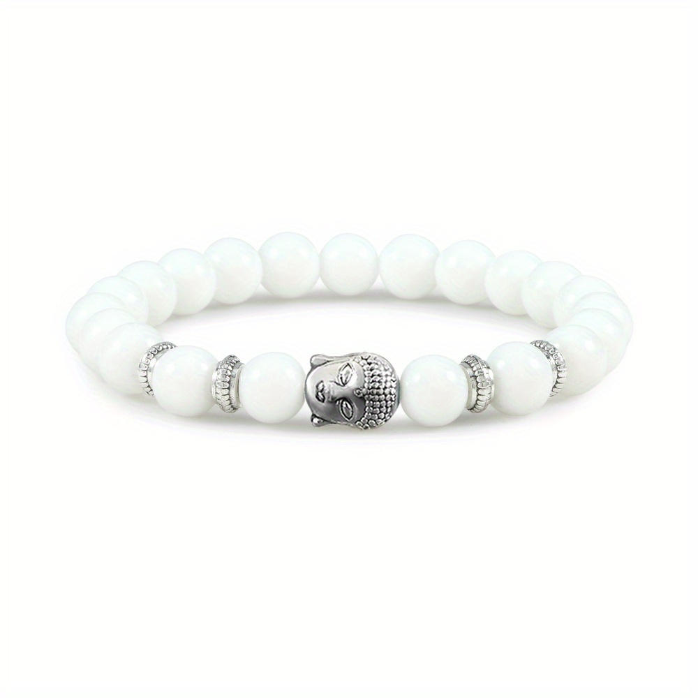 Unisex Light-toned Beaded Bracelet with Buddha Head Charm