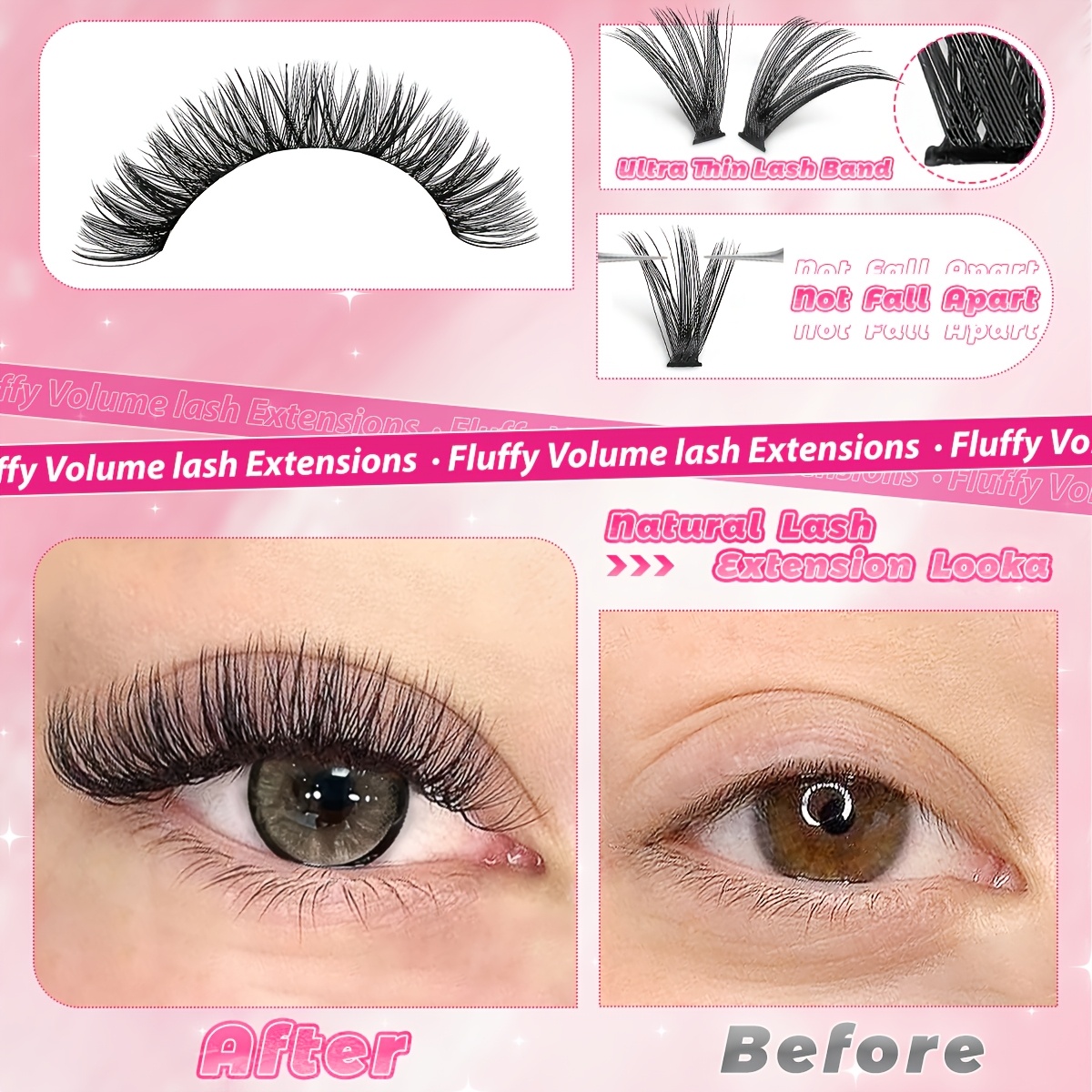 200 720pcs lash extension kit eyelash extension kit with lash   and seal lash tweezers   clusters lash extensions kit wispy individual lashes d   lash extension 30d 40d mixed 9 16mm exquisite gift set   details 2