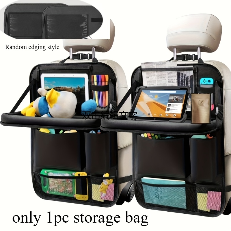 TEMU Adjustable Foldable Car Seat Backrest Storage Bag, Hung On The Headrest Without Sagging; Organizes Scattered Travel Essentials To Keep The Car