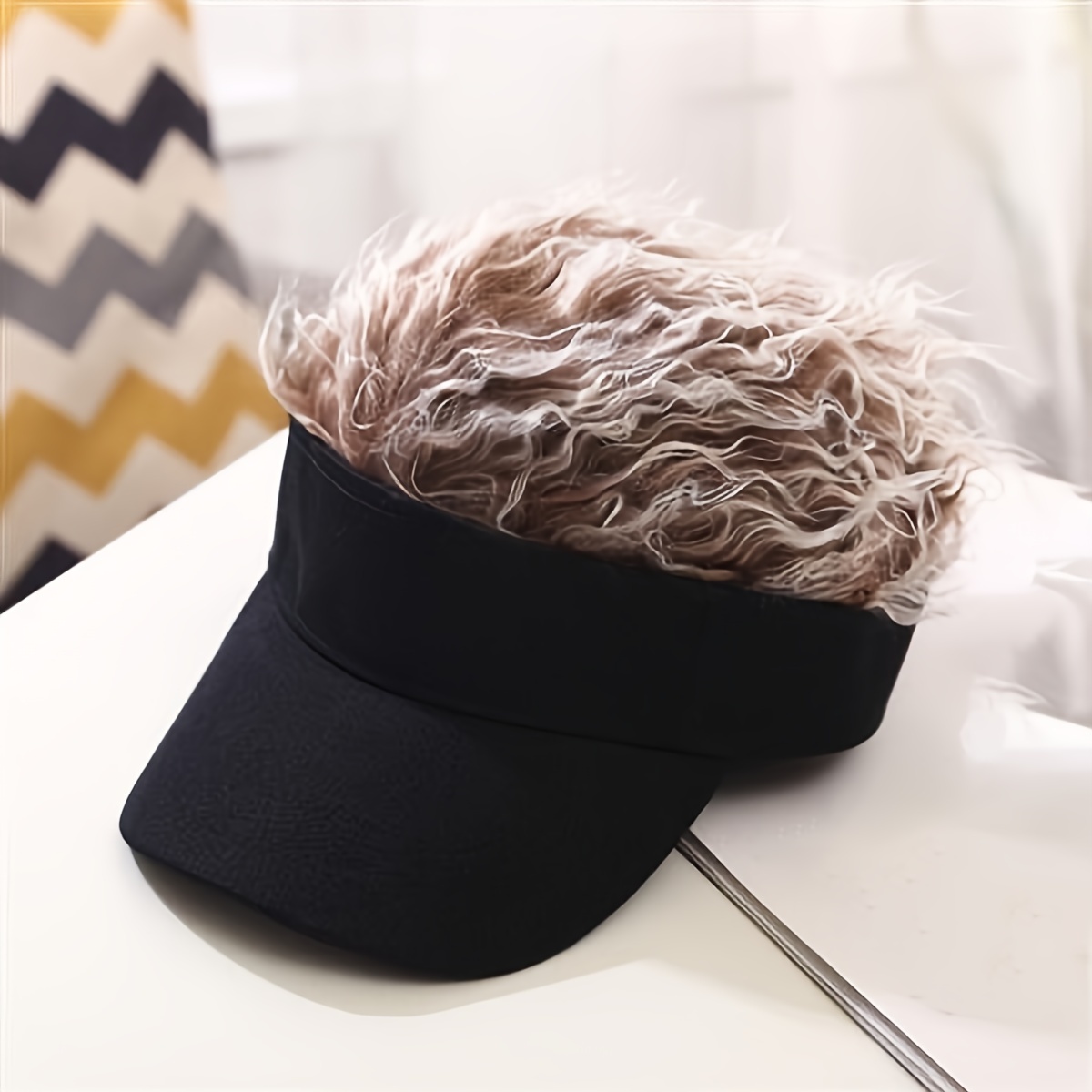 Trendy Wig Hairy Visor Hat Solid Color Lightweight Novelty - Temu