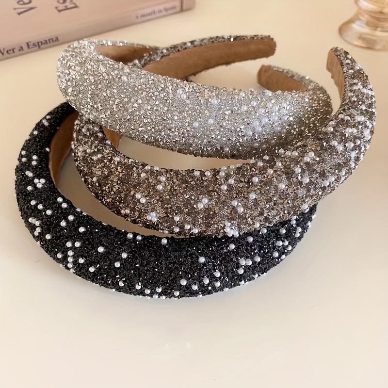 

Elegant Bling Bling Rhinestone Decorative Head Band Vintage Non Slip Hair Hoop Trendy Hair Accessories For Women And Daily Uses