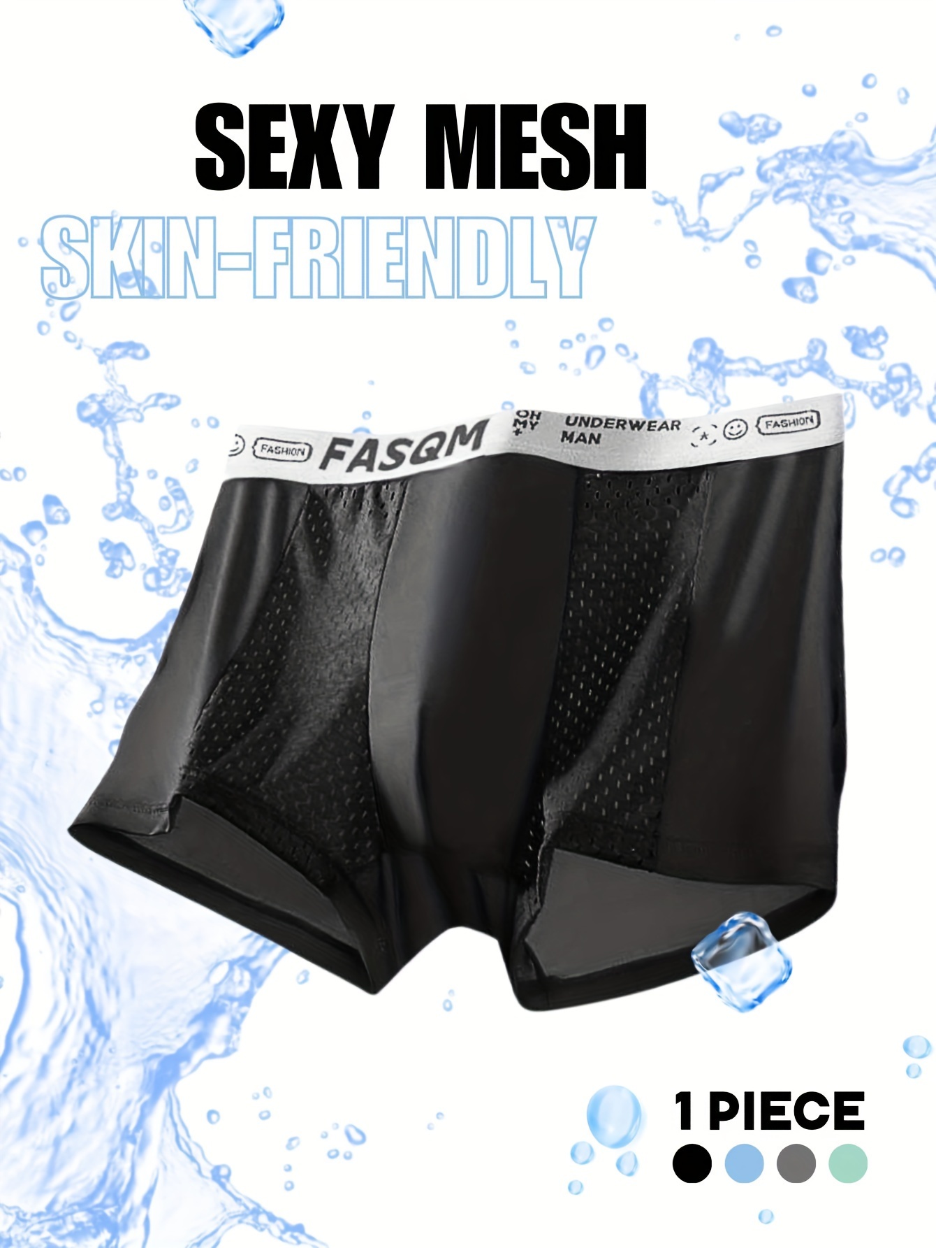 4pcs Mesh Ice Silk Boxer Shorts Men's Underwear FASQM Underpants