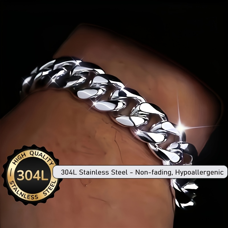 E-shop 1 Stück Herren Armband aus 304 Edelstahl, 7mm Kubanische Kette, Nicht verblassend, Premium Geschenk zum Vatertag, Hypoallergen, Für alle